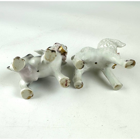 Vintage Cow And Lamb Figurines Ceramic White Gray Porcelain Gold Trim Japan - Picture 4 of 13
